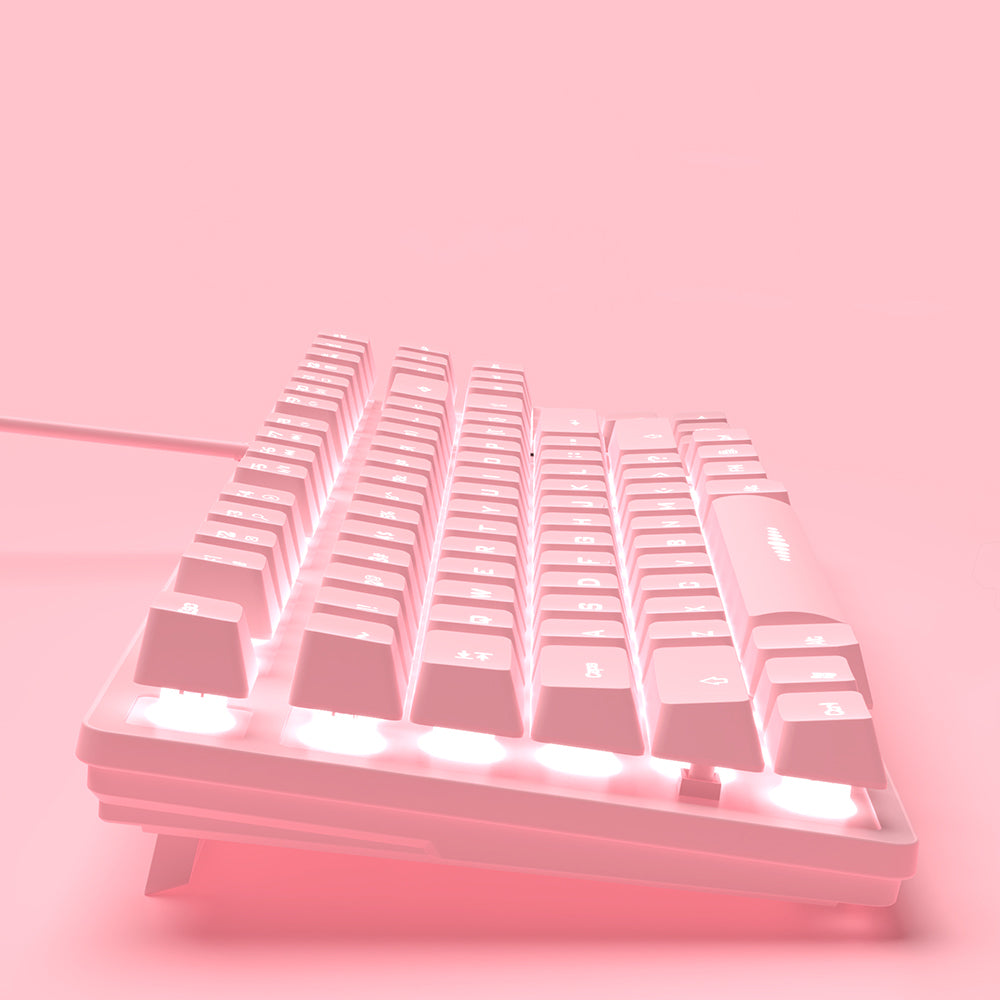 Cute Pink Wired Keyboard and Mouse Set